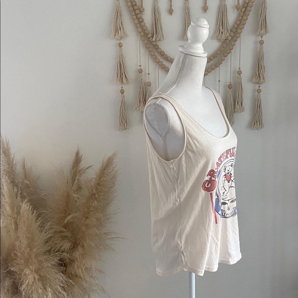 Junk Food Grateful Dead cream tank top scoop neck shirt vintage band tee small - Picture 8 of 16